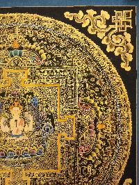 Mandala Thangka, [black And Gold], Buddhist Traditional Hand Painting, Tibetan Style, [fast Selling]