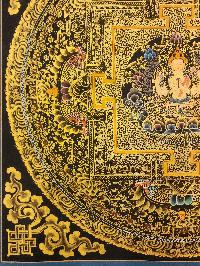 Mandala Thangka, [black And Gold], Buddhist Traditional Hand Painting, Tibetan Style, [fast Selling]