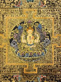 Mandala Thangka, [black And Gold], Buddhist Traditional Hand Painting, Tibetan Style, [fast Selling]