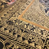 Mandala Thangka, [black And Gold], Buddhist Traditional Hand Painting, Tibetan Style, [fast Selling]