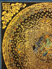 Mandala Thangka, [black And Gold], Buddhist Traditional Hand Painting, Tibetan Style, [fast Selling]