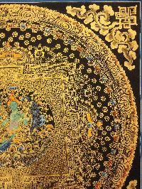 Mandala Thangka, [black And Gold], Buddhist Traditional Hand Painting, Tibetan Style, [fast Selling]