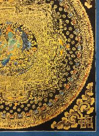 Mandala Thangka, [black And Gold], Buddhist Traditional Hand Painting, Tibetan Style, [fast Selling]