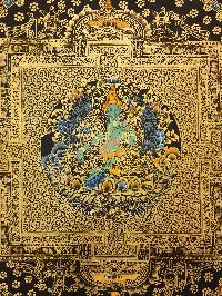 Mandala Thangka, [black And Gold], Buddhist Traditional Hand Painting, Tibetan Style, [fast Selling]