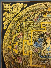 Mandala Thangka, [black And Gold], Buddhist Traditional Hand Painting, Tibetan Style, [fast Selling]