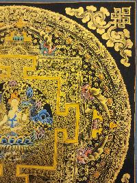 Mandala Thangka, [black And Gold], Buddhist Traditional Hand Painting, Tibetan Style, [fast Selling]