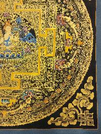 Mandala Thangka, [black And Gold], Buddhist Traditional Hand Painting, Tibetan Style, [fast Selling]