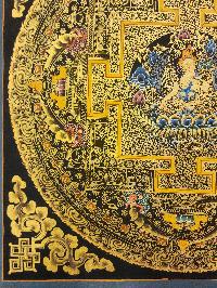 Mandala Thangka, [black And Gold], Buddhist Traditional Hand Painting, Tibetan Style, [fast Selling]