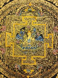 Mandala Thangka, [black And Gold], Buddhist Traditional Hand Painting, Tibetan Style, [fast Selling]