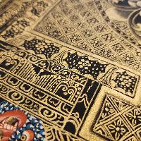 Mantra Mandala Thangka, [black And Gold], Buddhist Traditional Hand Painting, Tibetan Style, [fast Selling]