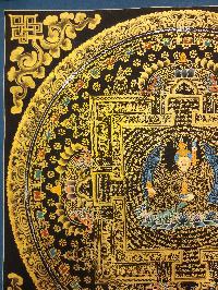 Mandala Thangka, [black And Gold], Buddhist Traditional Hand Painting, Tibetan Style, [fast Selling]
