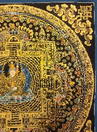 Mandala Thangka, [black And Gold], Buddhist Traditional Hand Painting, Tibetan Style, [fast Selling]