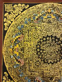 Mandala Thangka, [black And Gold], Buddhist Traditional Hand Painting, Tibetan Style, [fast Selling]