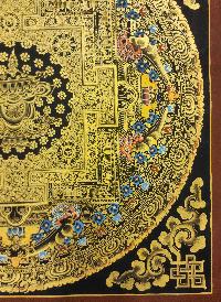 Mandala Thangka, [black And Gold], Buddhist Traditional Hand Painting, Tibetan Style, [fast Selling]