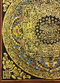 Mandala Thangka, [black And Gold], Buddhist Traditional Hand Painting, Tibetan Style, [fast Selling]