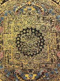 Mandala Thangka, [black And Gold], Buddhist Traditional Hand Painting, Tibetan Style, [fast Selling]