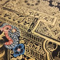 Mandala Thangka, [black And Gold], Buddhist Traditional Hand Painting, Tibetan Style, [fast Selling]