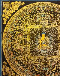 Mandala Thangka, [black And Gold], Buddhist Traditional Hand Painting, Tibetan Style, [fast Selling]