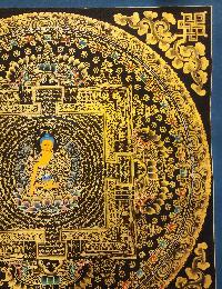 Mandala Thangka, [black And Gold], Buddhist Traditional Hand Painting, Tibetan Style, [fast Selling]