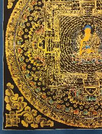 Mandala Thangka, [black And Gold], Buddhist Traditional Hand Painting, Tibetan Style, [fast Selling]