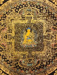 Mandala Thangka, [black And Gold], Buddhist Traditional Hand Painting, Tibetan Style, [fast Selling]