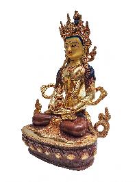 Aparimita, Buddhist Handmade Statue, With Gold Base, [partly Gold Plated, Face Painted], Amitayus, Chepame