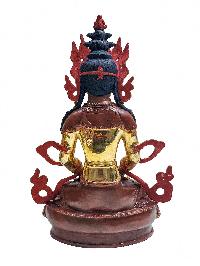 Aparimita, Buddhist Handmade Statue, With Gold Base, [partly Gold Plated, Face Painted], Amitayus, Chepame