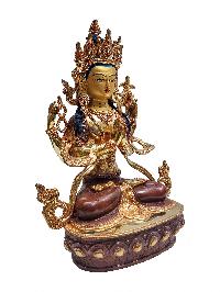 Chenrezig, Buddhist Handmade Statue, With Gold Base, [partly Gold Plated, Face Painted]