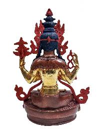 Chenrezig, Buddhist Handmade Statue, With Gold Base, [partly Gold Plated, Face Painted]