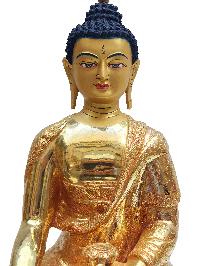 Shakyamuni Buddha, Buddhist Handmade Statue, [full Fire Gold Plated] With Painted Face