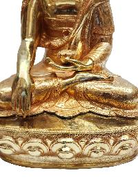 Shakyamuni Buddha, Buddhist Handmade Statue, [full Fire Gold Plated] With Painted Face