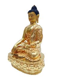 Shakyamuni Buddha, Buddhist Handmade Statue, [full Fire Gold Plated] With Painted Face