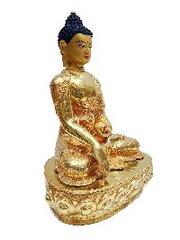 Shakyamuni Buddha, Buddhist Handmade Statue, [full Fire Gold Plated] With Painted Face