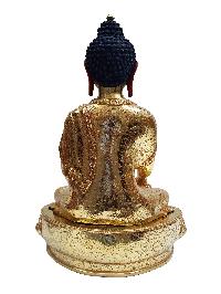 Shakyamuni Buddha, Buddhist Handmade Statue, [full Fire Gold Plated] With Painted Face