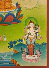 Medicine Buddha Thangka, Buddhist Traditional Painting, Tibetan Style, [real Gold], [smoked Antique]