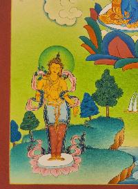 Medicine Buddha Thangka, Buddhist Traditional Painting, Tibetan Style, [real Gold], [smoked Antique]
