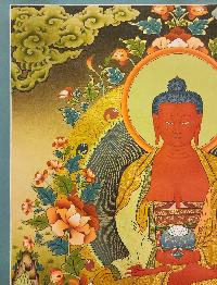 Amitabha Buddha Thangka, Buddhist Traditional Painting, Tibetan Style, [real Gold], [smoked Antique]