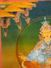 Padmasambhava Thangka, Buddhist Traditional Painting, Tibetan Style, [real Gold], [smoked Antique]