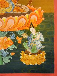 Padmasambhava Thangka, Buddhist Traditional Painting, Tibetan Style, [real Gold], [smoked Antique]