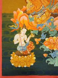 Padmasambhava Thangka, Buddhist Traditional Painting, Tibetan Style, [real Gold], [smoked Antique]