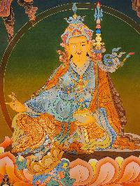 Padmasambhava Thangka, Buddhist Traditional Painting, Tibetan Style, [real Gold], [smoked Antique]