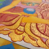 Shakyamuni Buddha Thangka With [pancha Buddha], Buddhist Traditional Painting, Tibetan Style, [real Gold], Sariputra And Maudgalyayana, [smoked Antique], [smoked Antique]