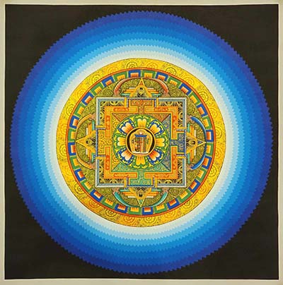 Mandala Thangka With Kalachakra At Centre, [good Quality], Buddhist Traditional Painting, Tibetan Style