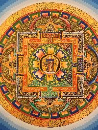 Mandala Thangka With Kalachakra At Centre, [good Quality], Buddhist Traditional Painting, Tibetan Style