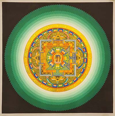 Mandala Thangka With Kalachakra At Centre, [good Quality], Buddhist Traditional Painting, Tibetan Style