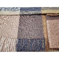 Checked Acrylic Shawl, Elevated Warmth In Earth Color Strip