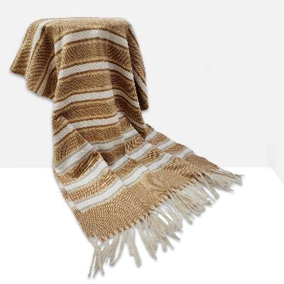 Stripe Acrylic Shawl, Effortless Sophistication In Earth Color Stripes