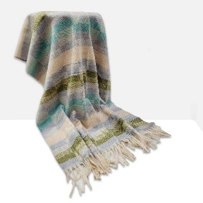 Stripe Acrylic Shawl, Fashionably Warm, In Earth Color Stripes