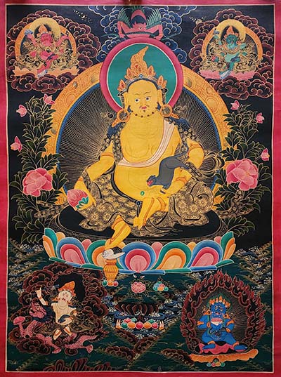 Five Jambhala Thangka, Buddhist Traditional Painting, Tibetan Style, [oiled Thangka]
