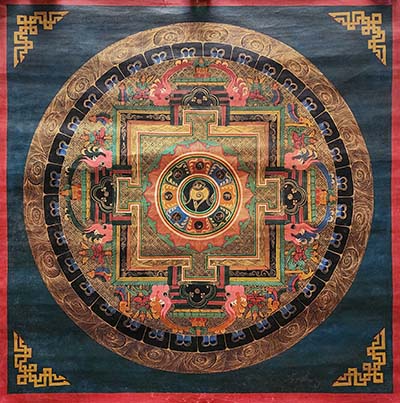 Mandala Thangka, [, Buddhist Traditional Painting, Tibetan Style, [oiled Thangka], [old Stock], [student Mandala]